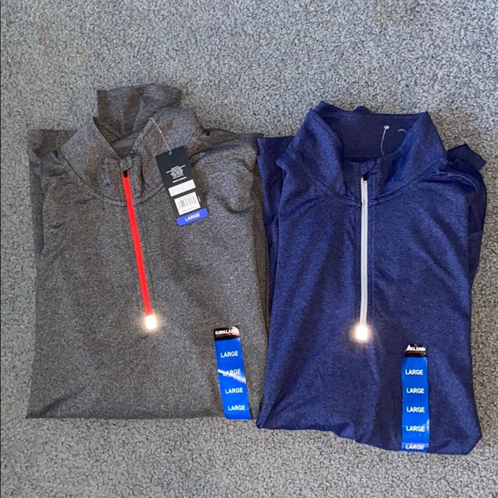 Two NWT Mens Half Zip Long Sleeve Shirts